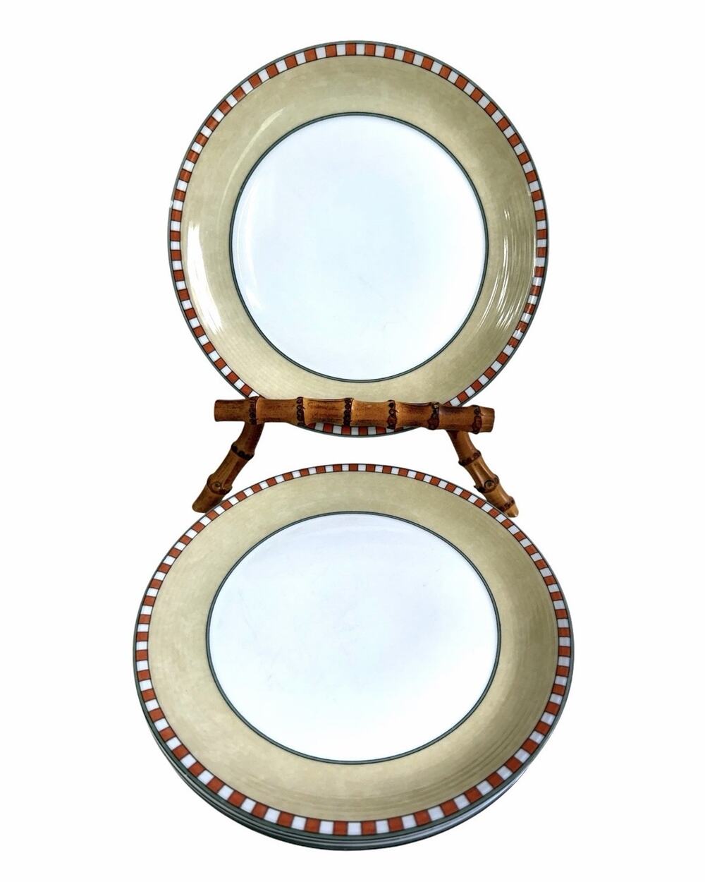 Vintage 4 Villeroy & Boch Switch 2 Lima Orange Check-Portugal 8” Salad Plates
